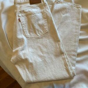 Levi's 501 Cream Cropped Jeans